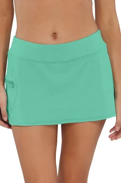 Best Sunsets Aqua Mist Sandbar Rib Sporty Swim Skirt