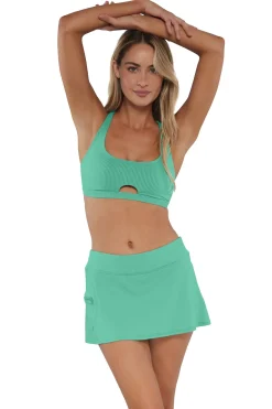 Best Sunsets Aqua Mist Sandbar Rib Sporty Swim Skirt