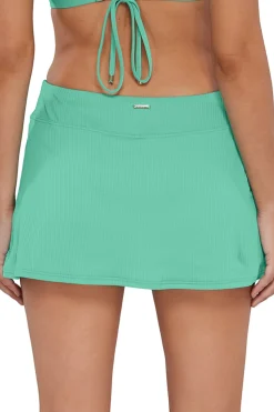 Best Sunsets Aqua Mist Sandbar Rib Sporty Swim Skirt