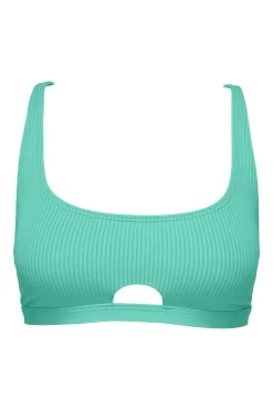 Hot Sunsets Aqua Mist Sandbar Rib Brandi Bralette Top