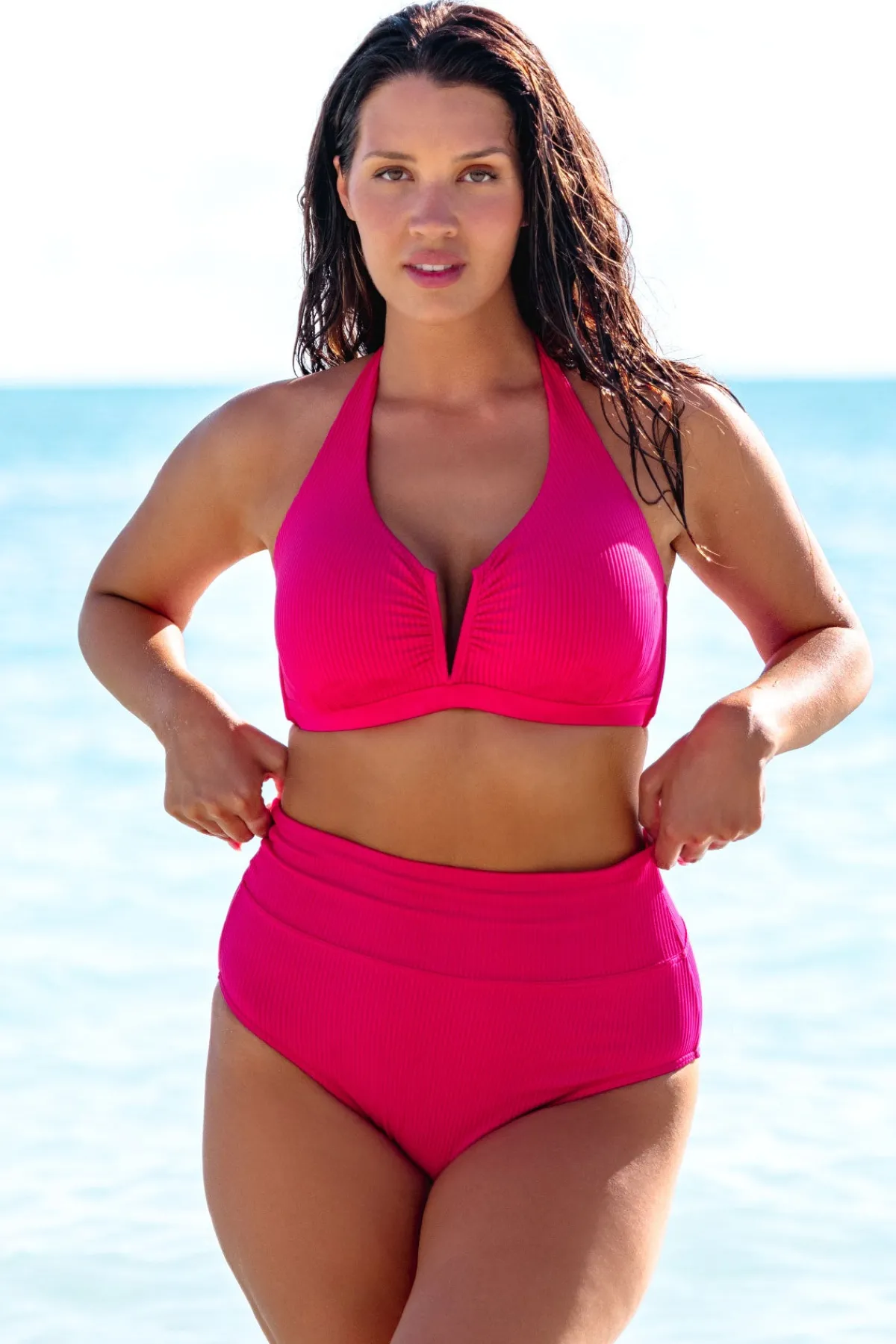 Clearance Sunsets Begonia Sandbar Rib Hannah High Waist Bottom