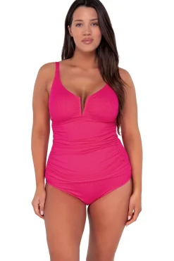 Clearance Sunsets Begonia Sandbar Rib Zuri V-Wire Tankini Top