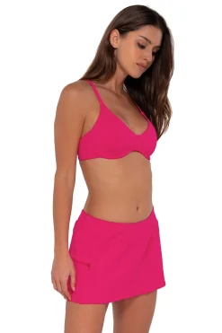 Fashion Sunsets Begonia Sandbar Rib Sporty Swim Skirt