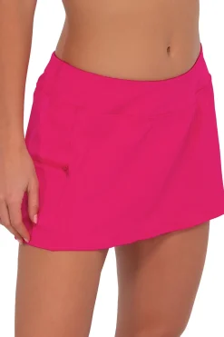 Fashion Sunsets Begonia Sandbar Rib Sporty Swim Skirt