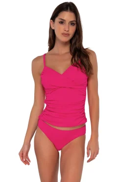 New Sunsets Begonia Sandbar Rib Simone Tankini Top
