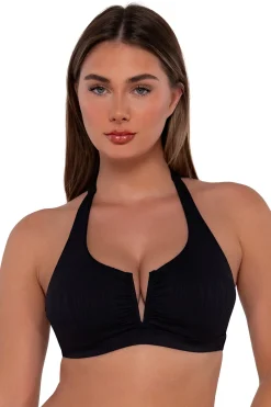 Online Sunsets Black Seagrass Texture Vienna V-Wire Top