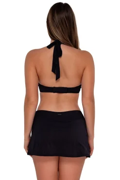 Discount Sunsets Black Seagrass Texture Sporty Swim Skirt