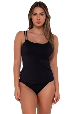 Sale Sunsets Black Seagrass Texture Taylor Tankini Top
