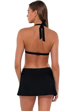 Outlet Sunsets Black Sporty Swim Skirt