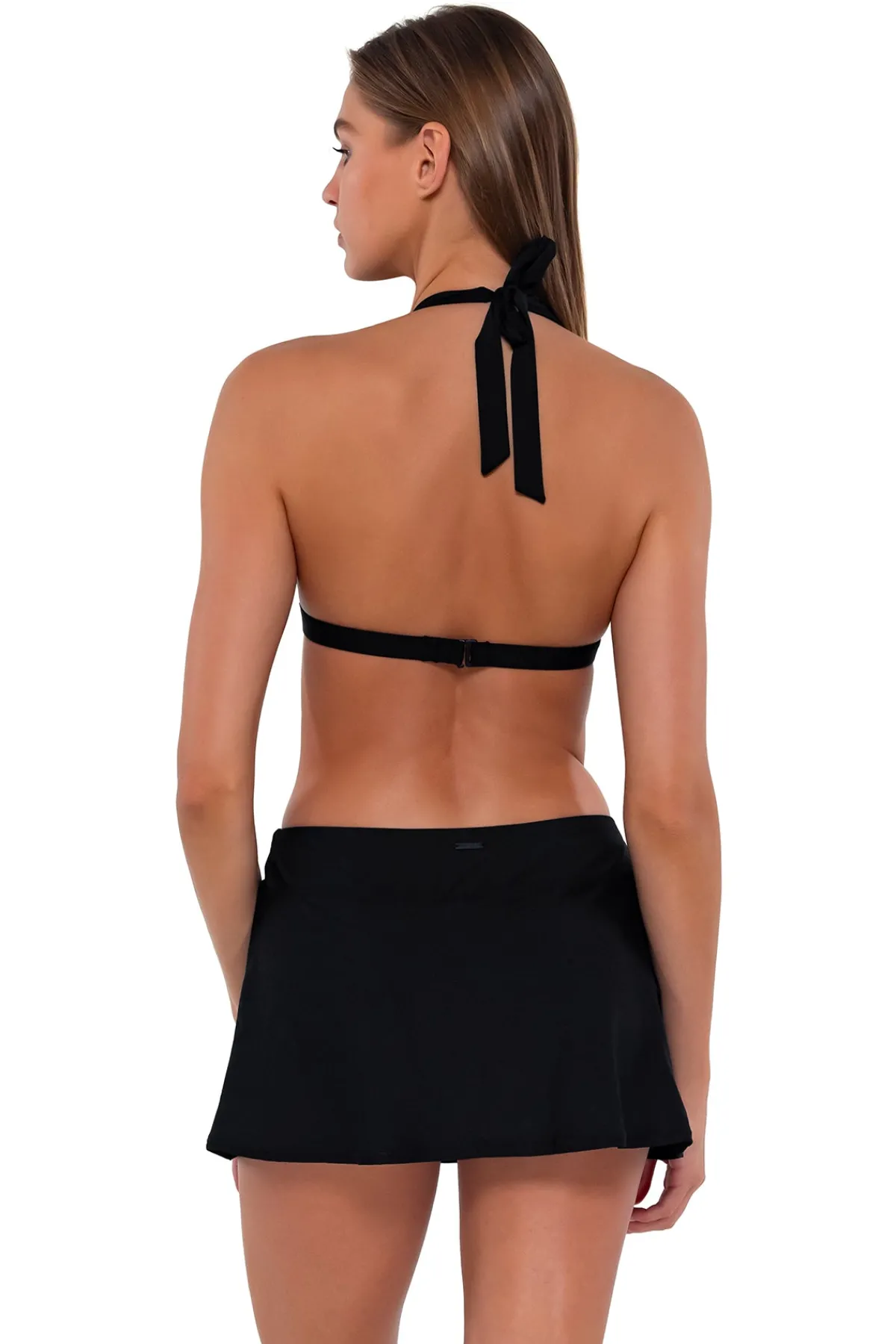 Outlet Sunsets Black Sporty Swim Skirt