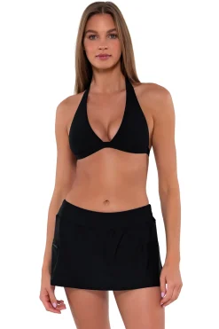 Outlet Sunsets Black Sporty Swim Skirt