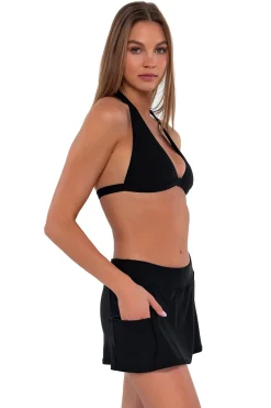 Outlet Sunsets Black Sporty Swim Skirt