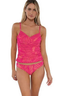 Discount Sunsets Blushing Palms Sandbar Rib Simone Tankini Top