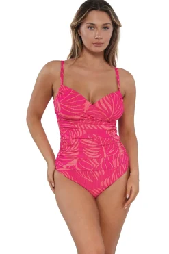 New Sunsets Blushing Palms Sandbar Rib Serena Tankini Top