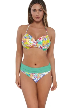 New Sunsets Botanical Bliss Sandbar Rib Capri High Waist Bottom