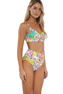 Clearance Sunsets Botanical Bliss Sandbar Rib Hannah High Waist Bottom