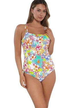 Online Sunsets Botanical Bliss Sandbar Rib Taylor Tankini Top