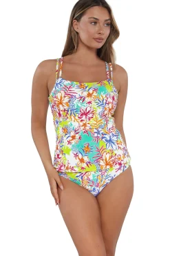 Online Sunsets Botanical Bliss Sandbar Rib Taylor Tankini Top