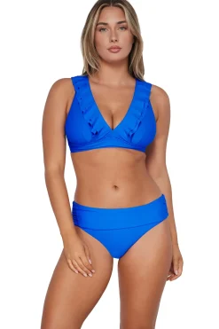 Online Sunsets Electric Blue Capri High Waist Bottom