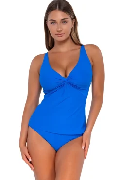 Sale Sunsets Electric Blue Forever Tankini Top
