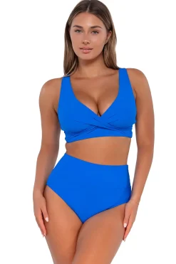 Best Sunsets Electric Blue Hannah High Waist Bottom