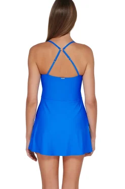 New Sunsets Electric Blue Naomi Swim Dress One Piece