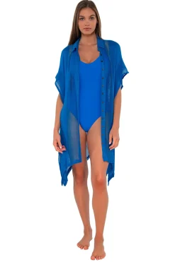 Sale Sunsets Electric Blue Shore Thing Tunic