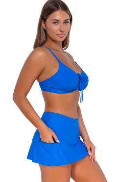 Online Sunsets Electric Blue Sporty Swim Skirt