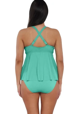Outlet Sunsets Escape Aqua Mist Sandbar Rib Marin Tankini Top