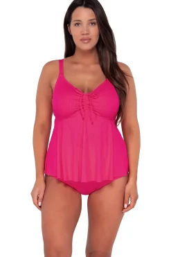Clearance Sunsets Escape Begonia Sandbar Rib Marin Tankini Top