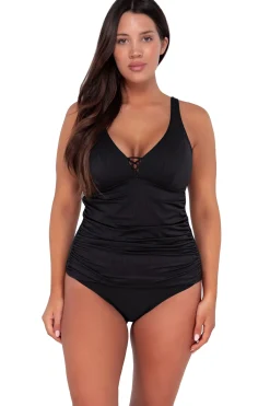 New Sunsets Escape Black Seagrass Texture Emerson Tankini Top