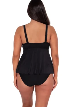 Hot Sunsets Escape Black Seagrass Texture Marin Tankini Top
