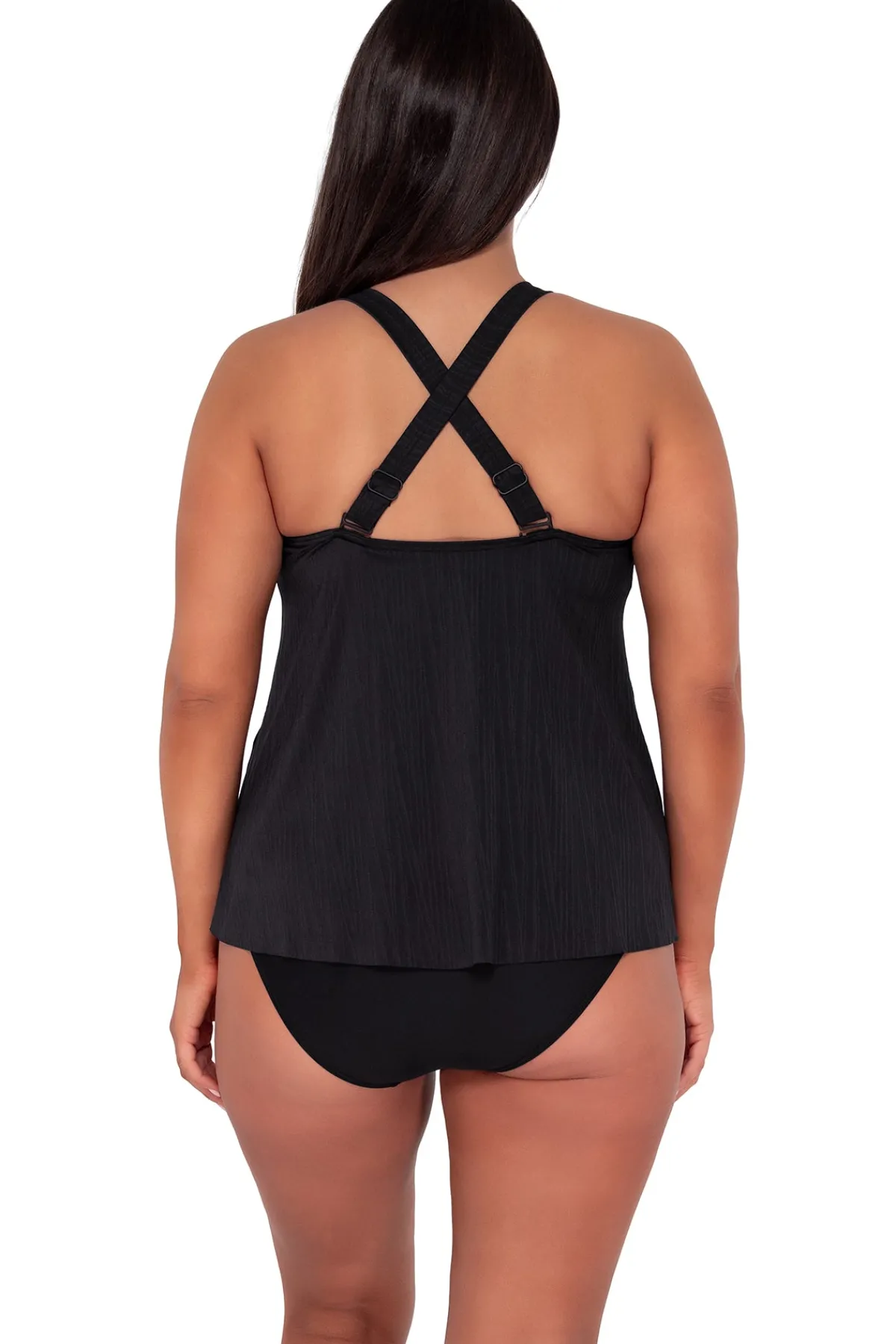 Fashion Sunsets Escape Black Seagrass Texture Sadie Tankini Top