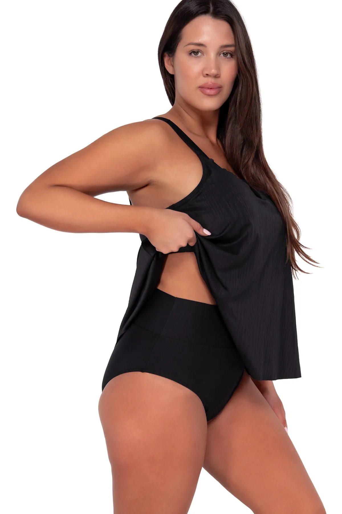 Fashion Sunsets Escape Black Seagrass Texture Sadie Tankini Top