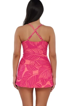 Hot Sunsets Escape Blushing Palms Sandbar Rib Sienna Swim Dress