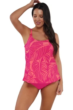 New Sunsets Escape Blushing Palms Sandbar Rib Jenna Tankini Top
