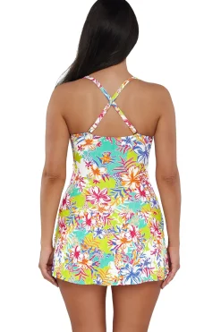 Hot Sunsets Escape Botanical Bliss Sandbar Rib Sienna Swim Dress