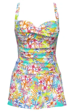 Hot Sunsets Escape Botanical Bliss Sandbar Rib Sienna Swim Dress