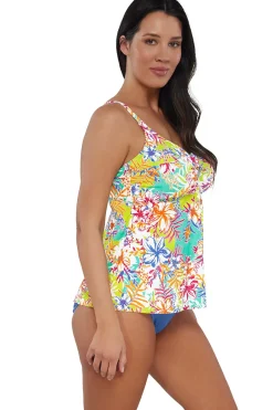 Clearance Sunsets Escape Botanical Bliss Sandbar Rib Tori Tankini Top