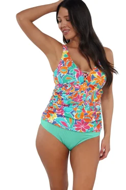 Online Sunsets Escape Festive Floral Sandbar Rib Emerson Tankini Top