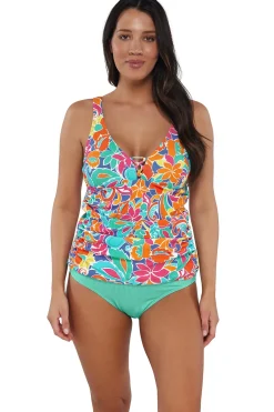 Online Sunsets Escape Festive Floral Sandbar Rib Emerson Tankini Top