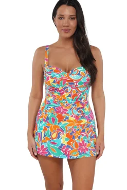 Outlet Sunsets Escape Festive Floral Sandbar Rib Sienna Swim Dress