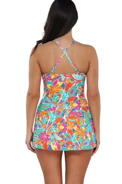 Outlet Sunsets Escape Festive Floral Sandbar Rib Sienna Swim Dress