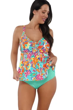 Outlet Sunsets Escape Festive Floral Sandbar Rib Marin Tankini Top