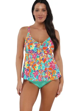 Outlet Sunsets Escape Festive Floral Sandbar Rib Marin Tankini Top