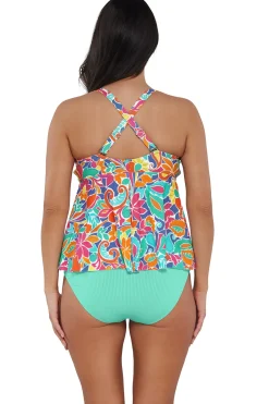 Outlet Sunsets Escape Festive Floral Sandbar Rib Marin Tankini Top