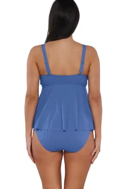 New Sunsets Escape Harbor Blue Sandbar Rib Marin Tankini Top