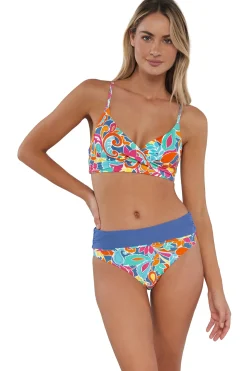 Outlet Sunsets Festive Floral Sandbar Rib Capri High Waist Bottom
