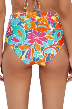 Outlet Sunsets Festive Floral Sandbar Rib Capri High Waist Bottom