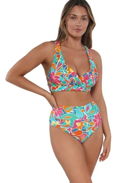 Sale Sunsets Festive Floral Sandbar Rib Hannah High Waist Bottom